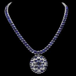 14k Gold 94ct Sapphire 1.80ct Diamond Pendant