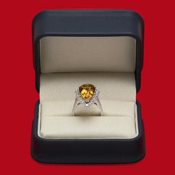 14K Gold 5.46ct Yellow Beryl 1.10ct Diamond Ring