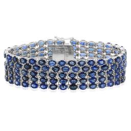 18K Gold 48.44ct Sapphire 4.02ct Diamond Bracelet