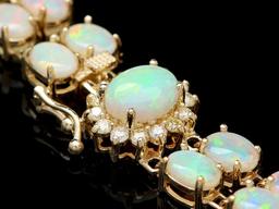 14k Gold 14.1ct Opal 0.50ct Diamond Bracelet