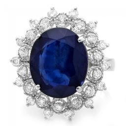 14k Gold 7.00ct Sapphire 0.80ct Diamond Ring