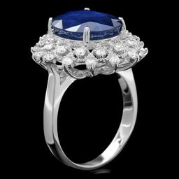 14k Gold 7.00ct Sapphire 0.80ct Diamond Ring