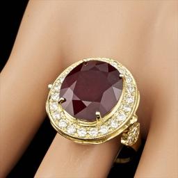 14k Yellow Gold 12.00ct Ruby 0.95ct Diamond Ring