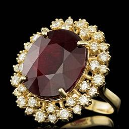 14k Yellow Gold 18.50ct Ruby 1.30ct Diamond Ring