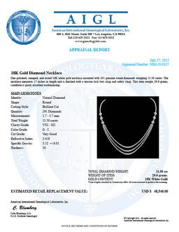 18K Gold 11.50ct Diamond Necklace
