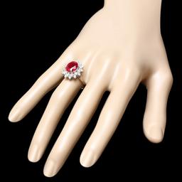 14k White Gold 4.35ct Ruby 0.7ct Diamond Ring