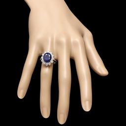 14k Gold 5.00ct Sapphire 1.25ct Diamond Ring