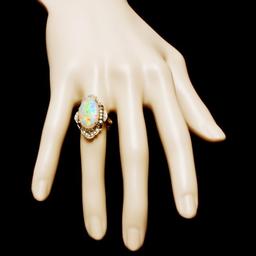 14k Yellow Gold 3.85ct Opal 0.50ct Diamond Ring