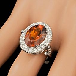 14k White Gold 5.00ct Citrine 1.65ct Diamond Ring