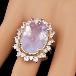 14k Gold 14.00ct Amethyst 0.70ct Diamond Ring