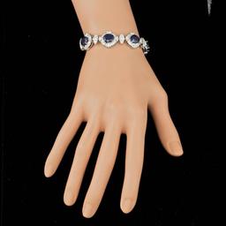 14k Gold 24.50ct Sapphire 5.50ct Diamond Bracelet
