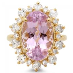 14k Gold 10.00ct Kunzite 1.55ct Diamond Ring