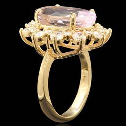 14k Gold 10.00ct Kunzite 1.55ct Diamond Ring