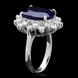 14k Gold 7.30ct Sapphire 1.30ct Diamond Ring