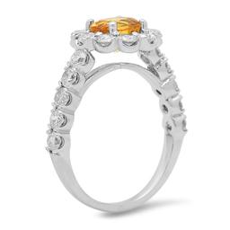 14K Gold 1.49ct Yellow Sapphire 1.51cts Diamond Ring