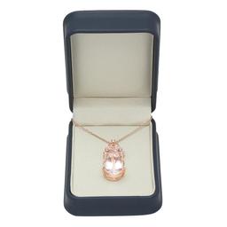 14K Gold 21.98ct Morganite 0.81ct Diamond Pendant