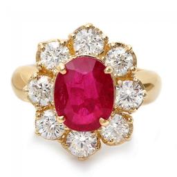 14k Yellow Gold 4.50ct Ruby 2.20ct Diamond Ring