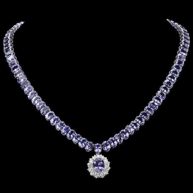 14k Gold 64.5ct Tanzanite 1.60ct Diamond Necklace