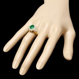 14k Gold 1.50ct Emerald 1.25ct Diamond Ring