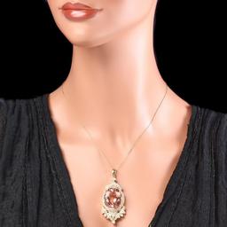 14k Gold 33.00ct Morganite 2.55ct Diamond Pendant