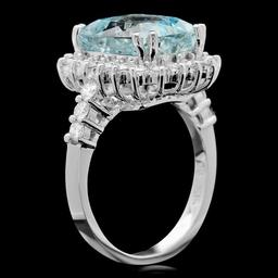 14k Gold 6.00ct Aquamarine 1.00ct Diamond Ring