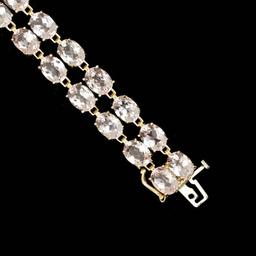 14k Gold 41.5ct Morganite 0.60ct Diamond Bracelet