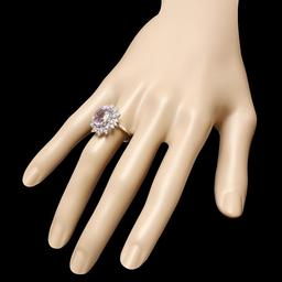 14k White Gold 4.50ct Kunzite 0.55ct Diamond Ring