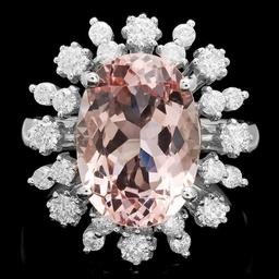 14k Gold 5.50ct Morganite 1.00ct Diamond Ring