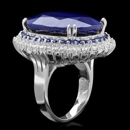 14k Gold 44.4ct Sapphire 1.35ct Diamond Ring