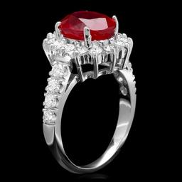 14k White Gold 4.00ct Ruby 1.00ct Diamond Ring