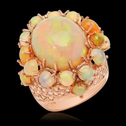 14K Rose Gold, 13.00cts Opal, 2.20cts Diamond Ring