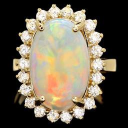 14k Yellow Gold 4.00ct Opal 1.00ct Diamond Ring