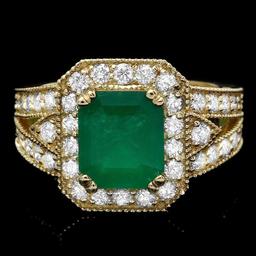 14k Gold 2.20ct Emerald 1.30ct Diamond Ring