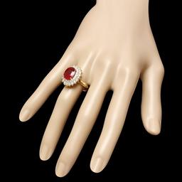 14k Yellow Gold 5.00ct Ruby 1.50ct Diamond Ring