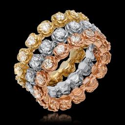 14K Yellow, White & Rose Gold 3.35cts. Diamond Ring