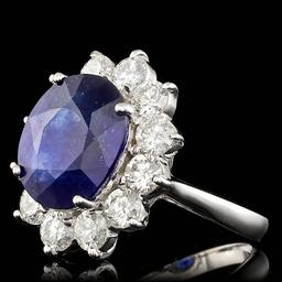 14k Gold 7.00ct Sapphire 2.00ct Diamond Ring