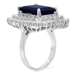 14K Gold 10.40ct Sapphire 2.69ct Diamond Ring