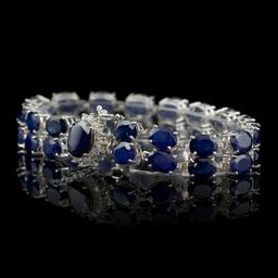 14k Gold 50ct Sapphire 0.65ct Diamond Bracelet