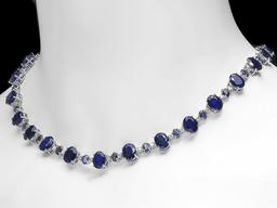 14k Gold 58ct Sapphire 2.15ct Diamond Necklace