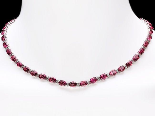 14k Gold 36ct Tourmaline 1.75ct Diamond Necklace