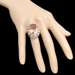 14k Gold 18.50ct Morganite 0.60ct Diamond Ring