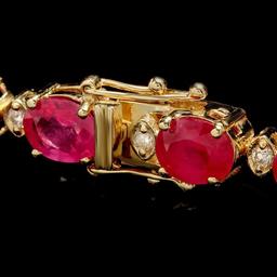 14k Gold 35.00ct Ruby 1.15ct Diamond Bracelet