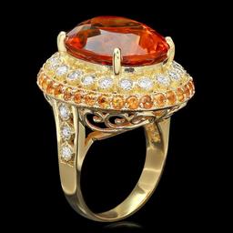 14k Gold 14.50ct Citrine 0.90ct Diamond Ring