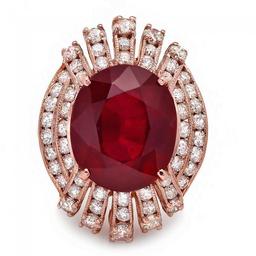 14k Rose Gold 11.80ct Ruby 1.80ct Diamond Ring