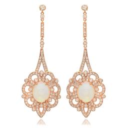 14K Rose Gold, 6.00cts Opal, 2.65cts Diamond Earring