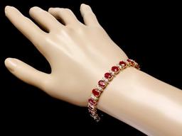 14k Gold 24.50ct Ruby 3.80ct Diamond Bracelet