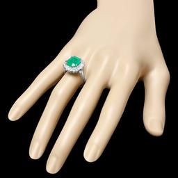 14k White Gold 3.70ct Emerald 0.90ct Diamond Ring