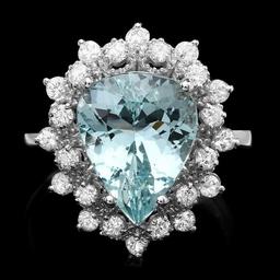 14k Gold 4.00ct Aquamarine 0.80ct Diamond Ring