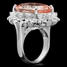 14k Gold 18.50ct Morganite 0.60ct Diamond Ring