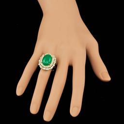 14k Yellow Gold 6.50ct Jade 2.00ct Diamond Ring